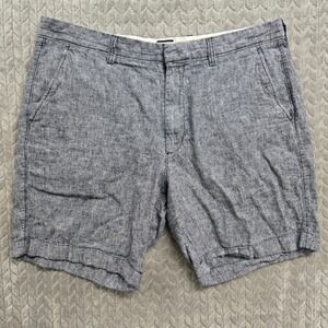 J.Crew‎ Mens Linen Cotton Blend Shorts Size 36 Blue Summer Casual Tropical Vacay